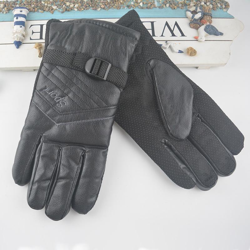 Autumn and Winter New Men's Thermal and Fleece Leather Gloves