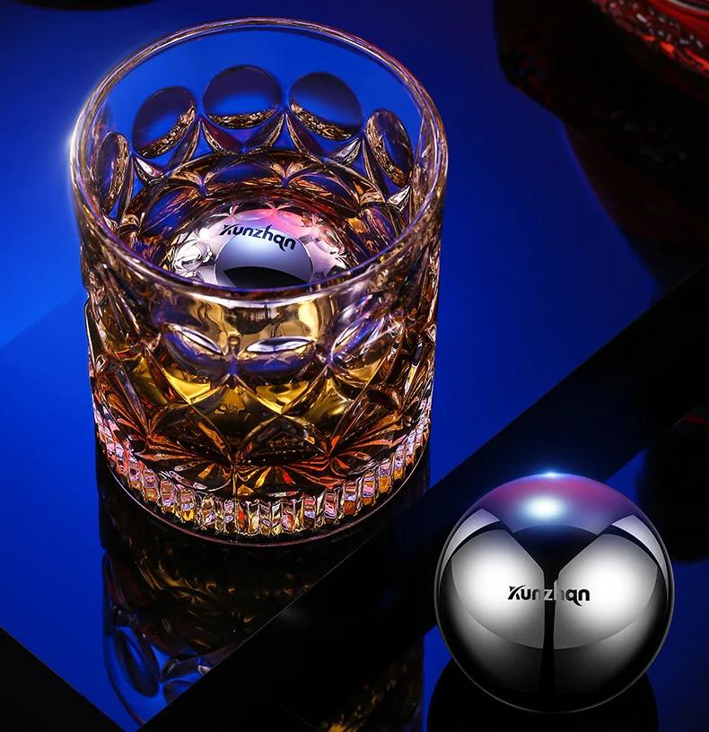 Whiskey Large Ice Ball Mold Set - Stainless Steel Metal - Freezing Chilled Whiskey Stones - Non-Melting Ice Cubes
