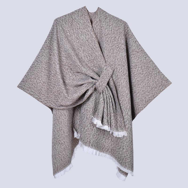 

Hot-selling women s fringed mud dots diagonal straps split shawl cape fashionable versatile multi-functional shawl outer cover 130x150cm