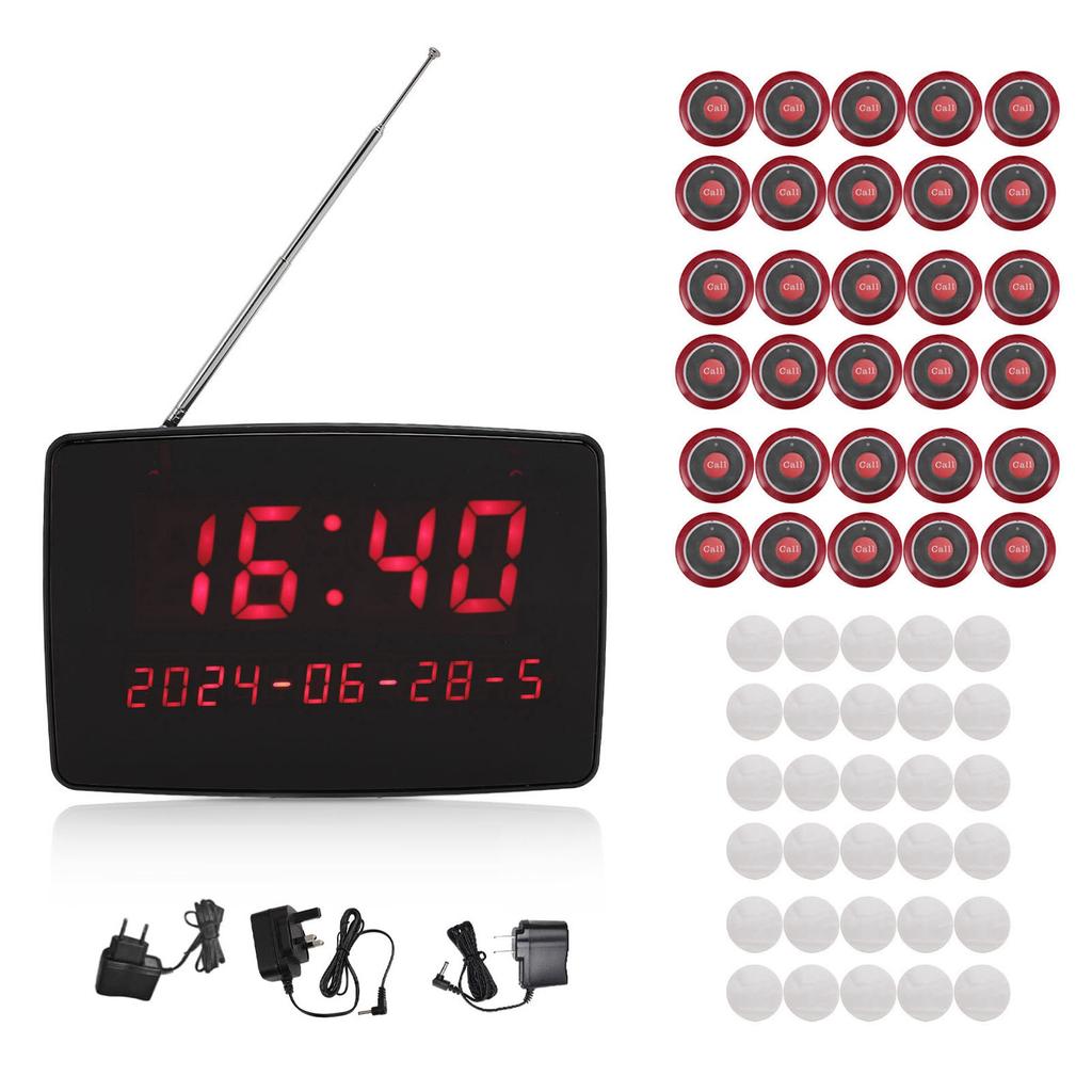 Wireless Calling System Professional High Sensitivity 30 Table Bell Buttons 1 Receiver Caregiver Pag