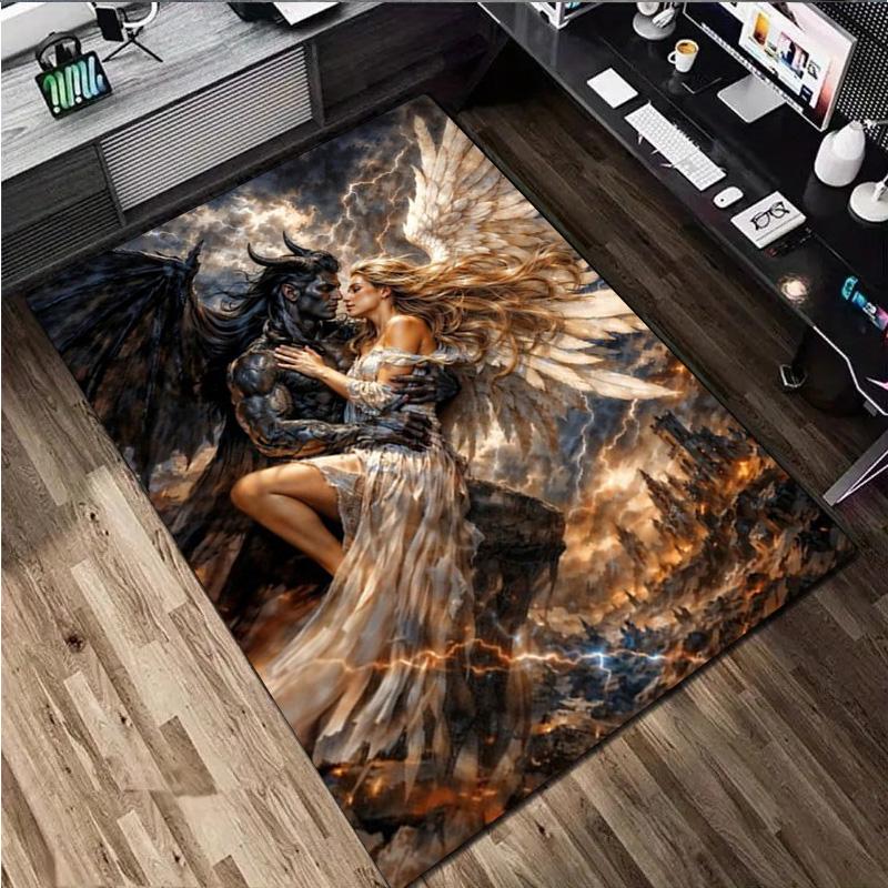 Angel and Demon Rug - Home carpet Office Decorative Carpet For Living Room Bedroom Door Mat Floor Rug Computer Chair Area Rug