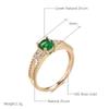 Fashion  Rose Gold Color Wedding Bride Ring Square Green Natural Zircon Accessories Vintage Women Daily Fine Jewelry