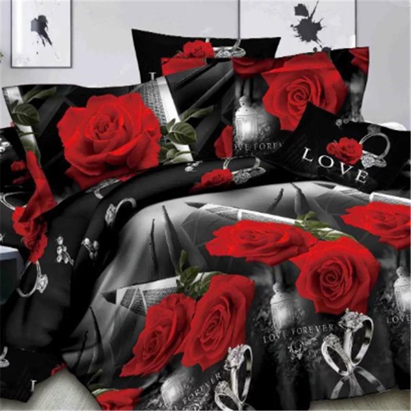 Fashion Home Decor 3D Duvet Cover Pillowcase Quilt Bedding Set Queen King Pretty Rose Flower