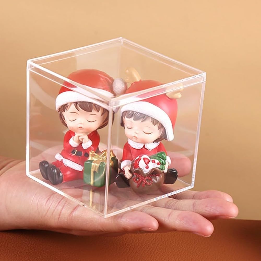 Acrylic Storage Box Set of 8 Clear Waterproof Display Cases with Lids for Jewelry, Figurines, Candy, Cosmetics, Beads
