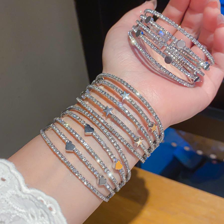 Rhinestone Star Multi-layer Open Bangle: Chic, Trendy Fashion Jewelry for Women