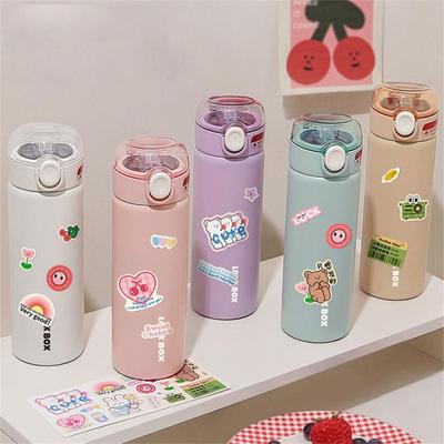 Mugg med sugrör 380 ml Söt design Lätt att använda Långtidsisolering Finpolering Söt vakuumkolv i rostfritt stål termoskopp