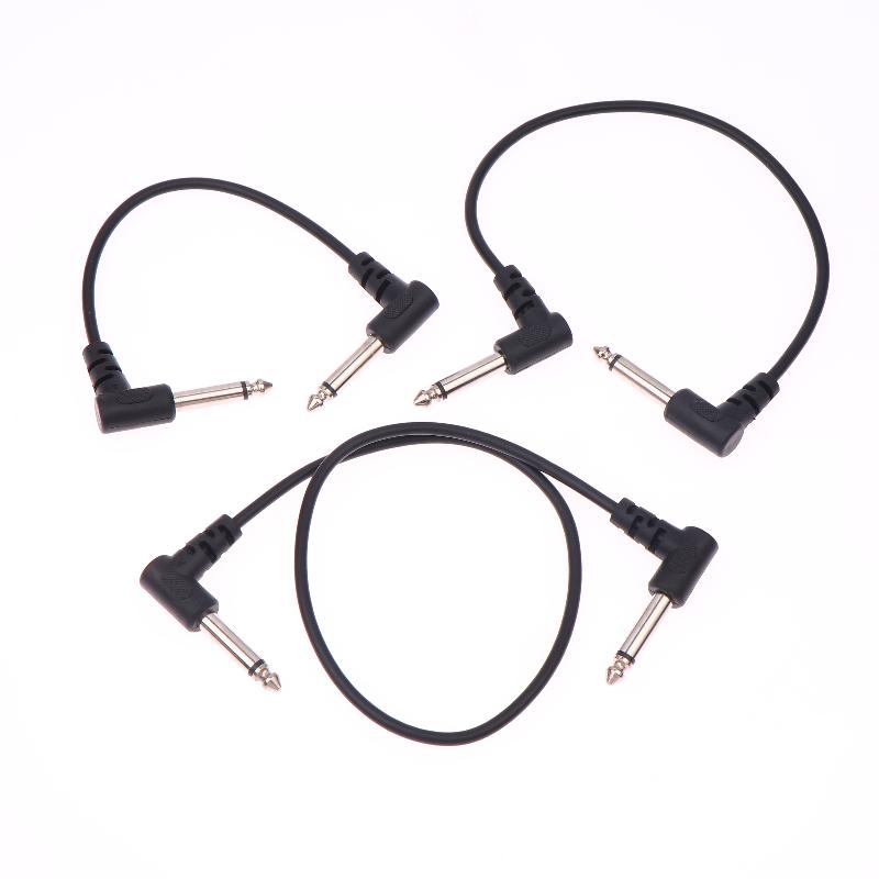 2Pcs 10/30/50Cm Anti-Noise Electric Guitar Pedal Audio Cable 1/4" Right Angle Pedal Connectors Kit