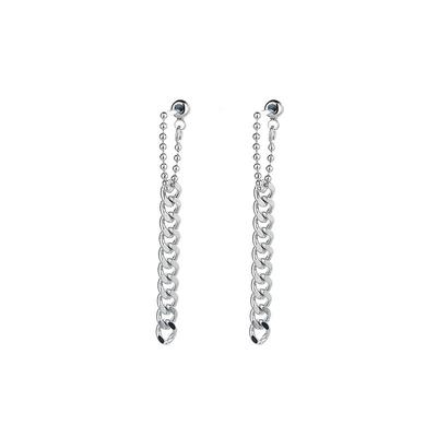 925 Sterling Silver Tassel Long Chain Drop Earring For Women Girls Party Elegant Punk  Fashion Jewelry Eh1859