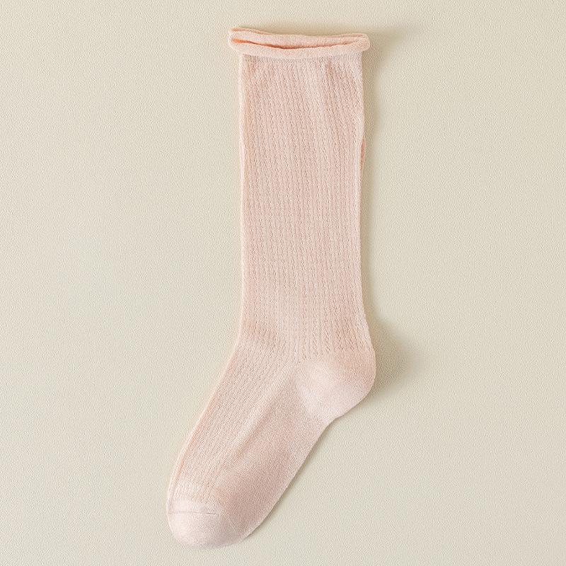 Female Spring and Summer Thin Mesh Moon Son Boneless Curled Edge Loose In The Tube Pile Socks