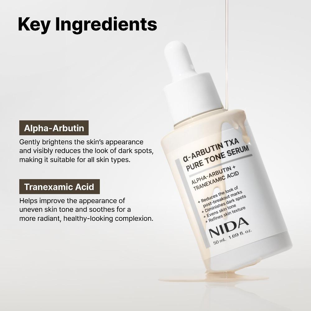 Alpha-Arbutin TXA Pure Tone Serum | Discoloration Care with Alpha Arbutin, Tranexamic Acid, Niacinamide | For Glass Skin | 1.69 fl. oz., 50ml