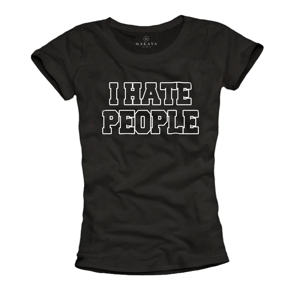 I Hate People Shirt Womens I Hate People Top Summer Statement Black Humor- M