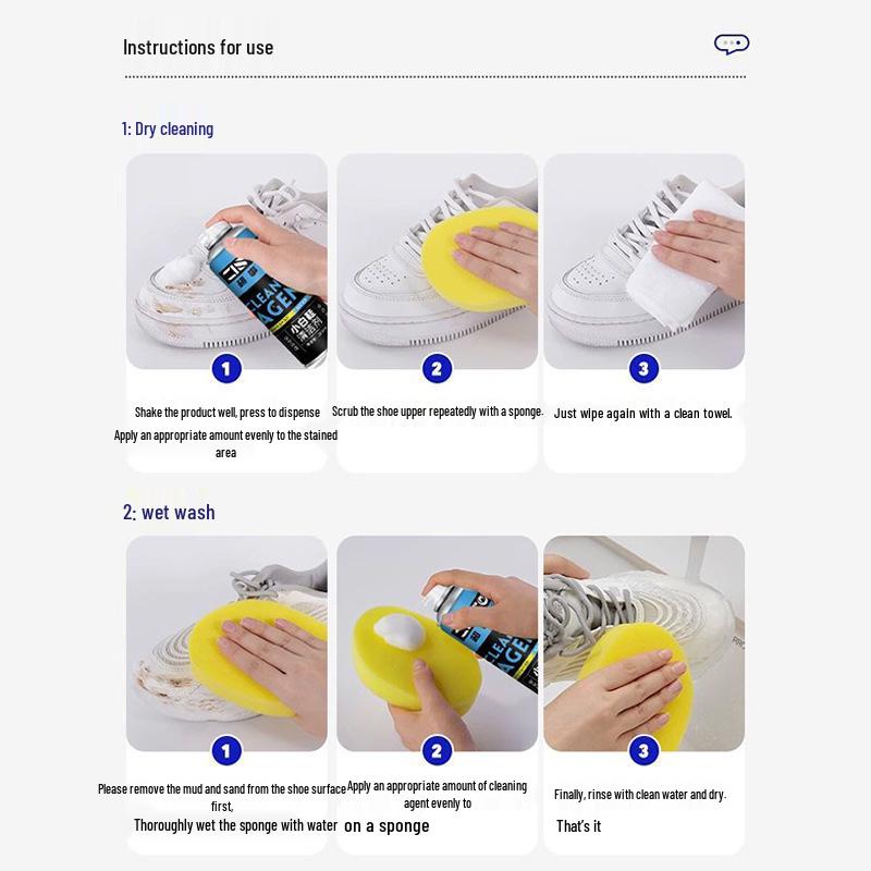 White Shoe Cleaner Foam: No-Wash Stain & Yellowing Remover, Dry Cleaning Mousse with Shoe Polishing Brush