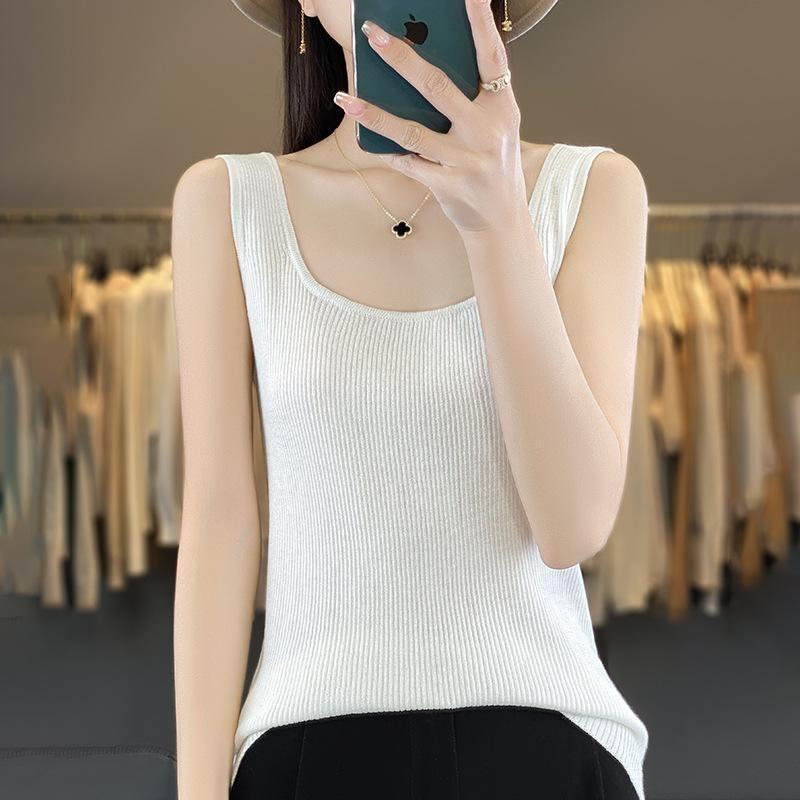 Summer New Loose Short Knitted Sweater Strappy Vest TopSlim-fitting Women's Wear