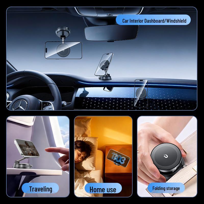 Magnetic Wireless Charging Car Phone Holder with Suction Cup Mount