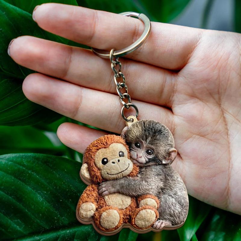 Protect Punch The Monkey Punch Monkey Doll Keychain Cute 3D Monkey Decor Hanging Keychain Anime Peripherals Toy Birthday Gift