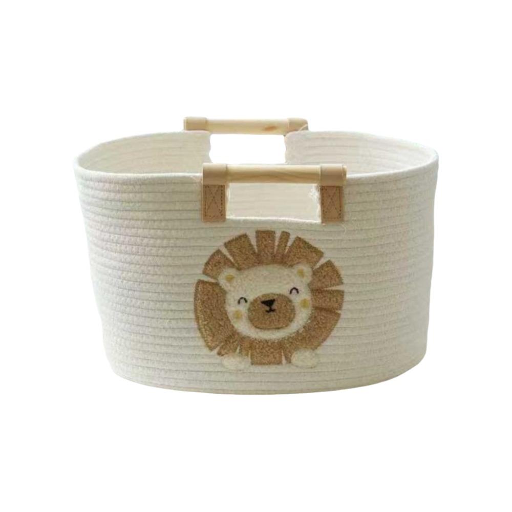 

Portable Woven Storage Basket Cute Clutter Tidy Bin Multi-functional Toy Snack Organizer Nursery Bear