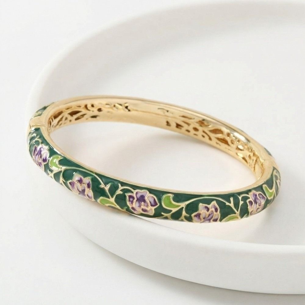 Tradiční Vintage Cloisonné Náramek Smaltovaný Dámský Náramek na Ruku Šperky Dárky