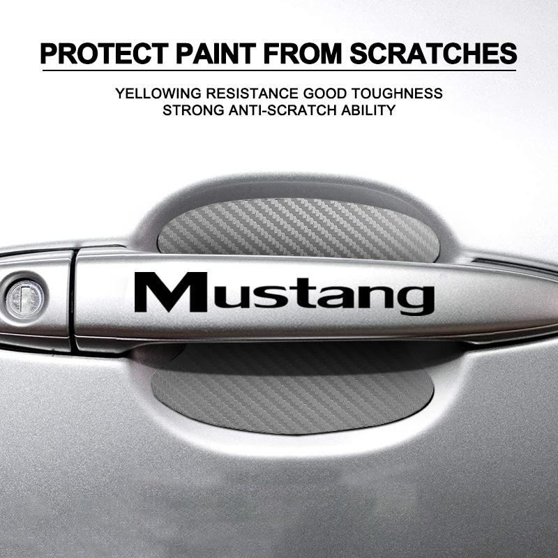 Car Door Sticker Carbon Fiber Scratches Auto Handle Protection Film For Ford Mustang Spoiler Shelby GT 350 500 Cobra E Focus 2 3 MK3 Kuga