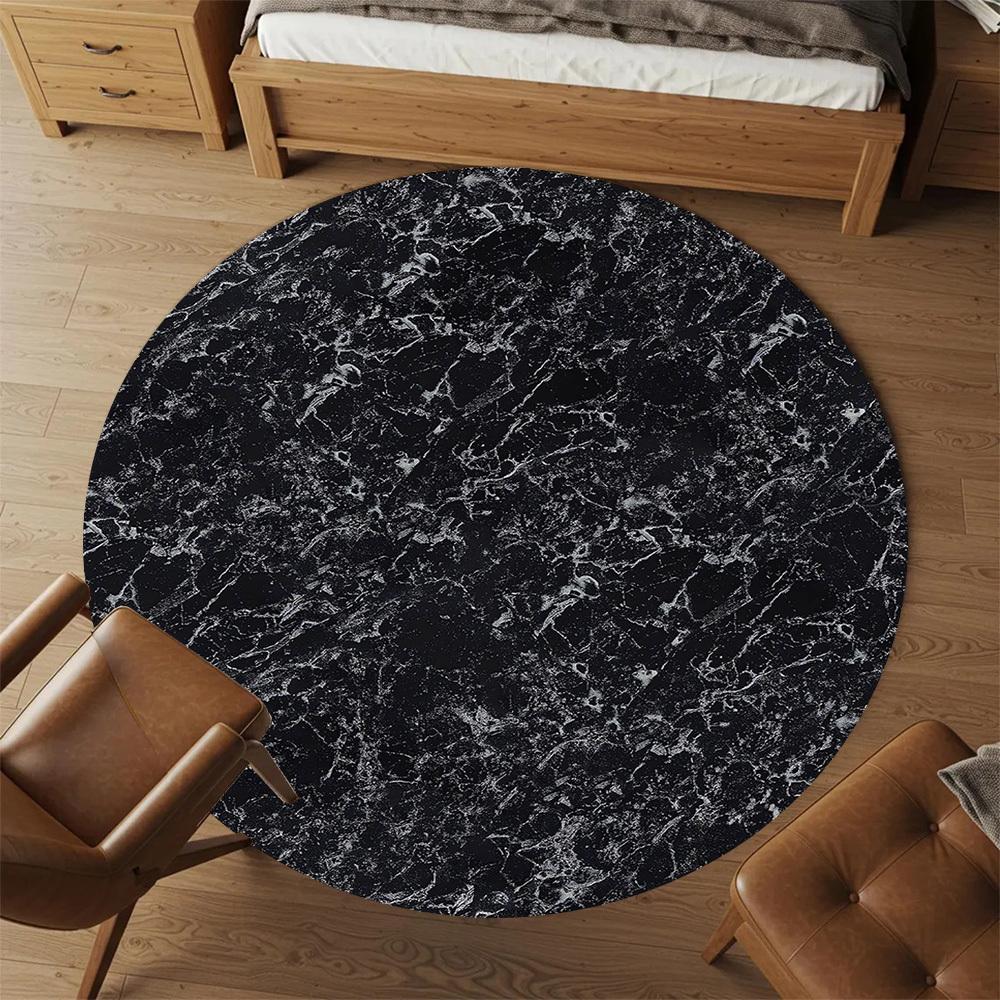1pc Marble texture Round Chair mat Area Rug - Non-Slip, Floor Mat for Office, Bedroom, and Indoor Decor -1002111