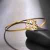 Lemegeton Yoga Lotus Stainless Steel Cuff Band Women's Bracelet Bohemian Jewelry Elegant and Simple Lover Gift
