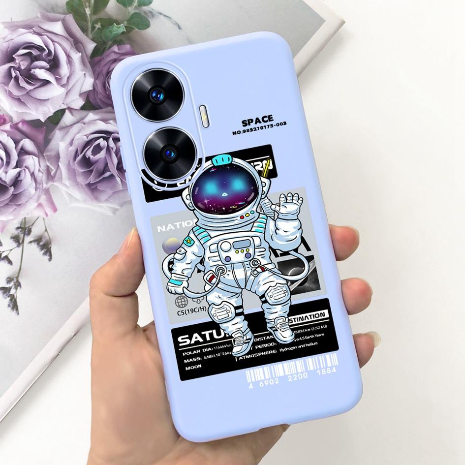 Per Custodia OPPO Realme C55 Carino Astronauta Cover Morbida in Silicone Posteriore per Realme C55 RMX3710 C 55 Real me C55 Custodia
