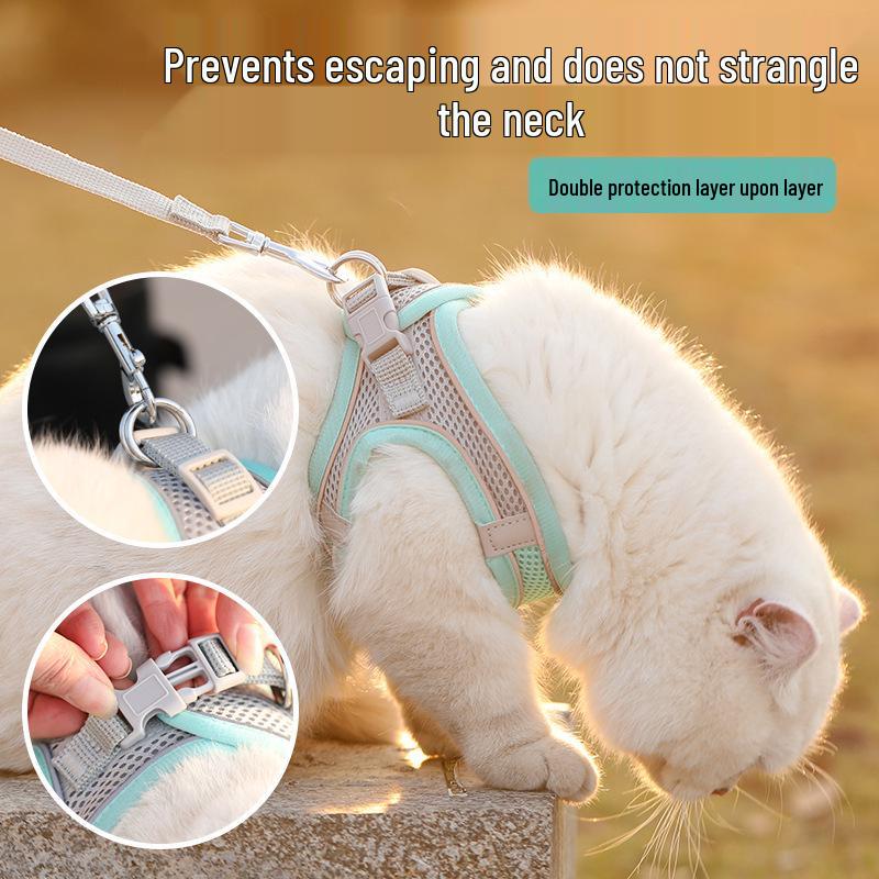 Reflective Breathable Anti-Escape Cat Harness & Leash Set for Small Pets