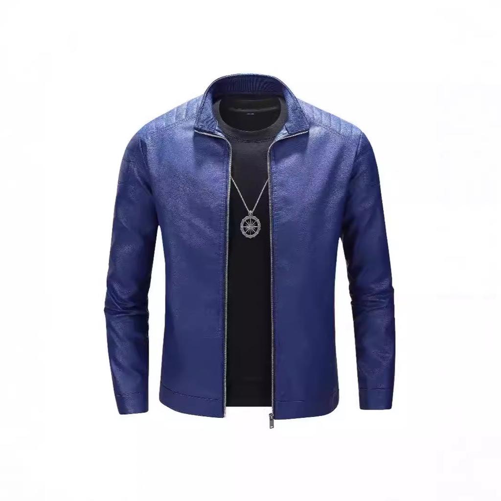 Stand collar leather jacket for men, motorcycle jacket, autumn/winter new leather jacket, slim-fit, stylish men's wear