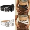 Fashion Skinny Belt Girls Glitter Hiphop Styles Belt Double Grommet Waistband for Punk Fashion Enthusiasts