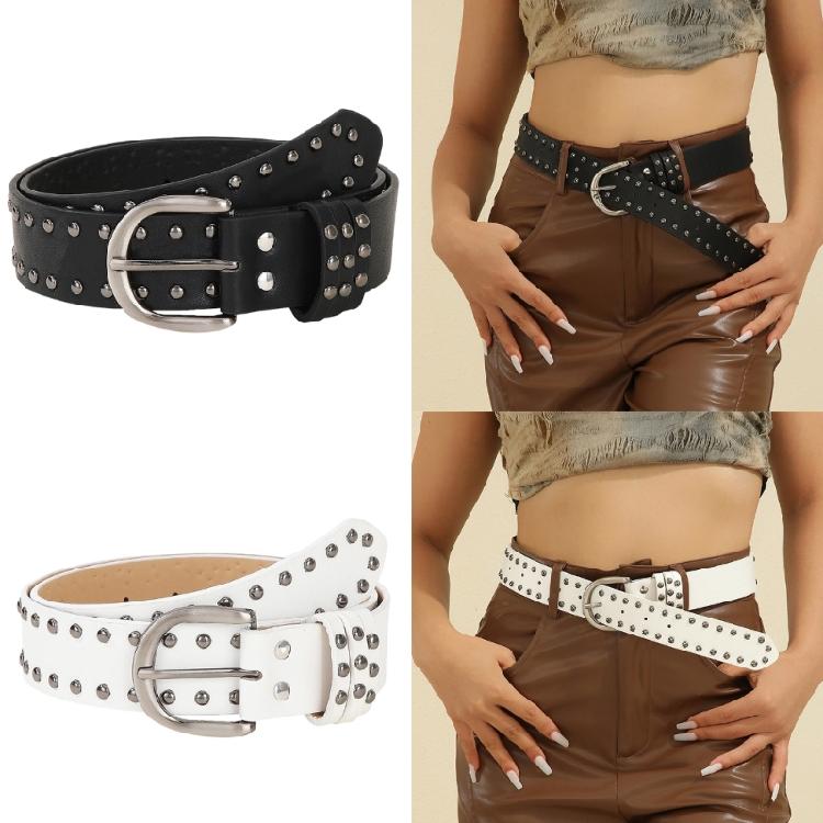 Fashion Skinny Belt Girls Glitter Hiphop Styles Belt Double Grommet Waistband for Punk Fashion Enthusiasts