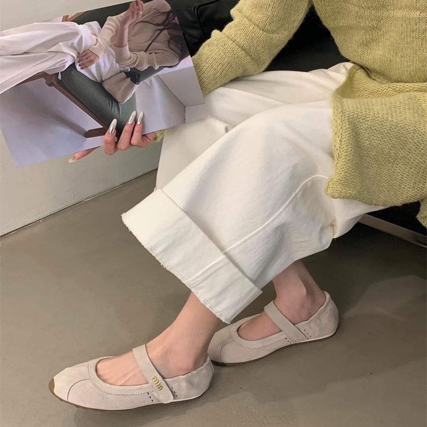 Cowhide version~ New fashion soft-soled Dexun Mary Jane shoes women's spring and autumn color matching word Velcro casual shoes