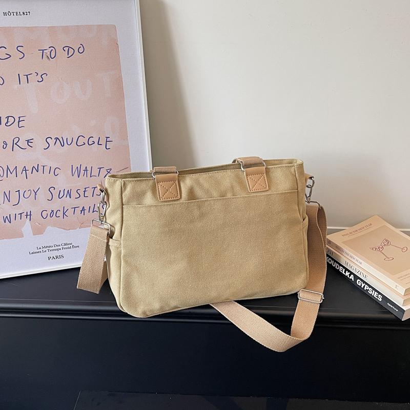 Stylish Canvas Shoulder Bag for Women, Multi-Pocket Tote with Adjustable Strap and Durable Design