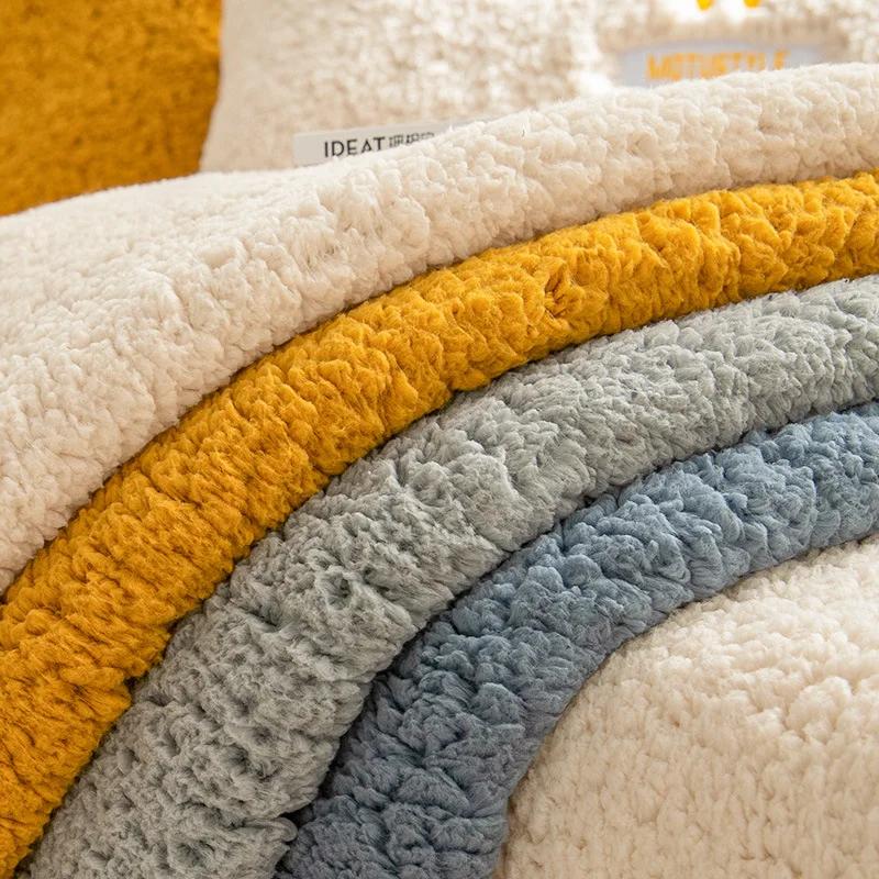Lamb Plush Sofa Cushion Winter Warm Thickening Non-Slip Living Room Sofa Cover Cloth Universal Leather Sofa Recliner Cover