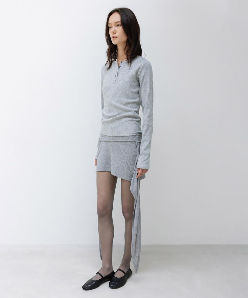 INSILENCE WOMEN W Rib Henley Neck Long Sleeve Melange Grey
