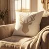 Bauernhaus Hirschkopf Kissenbezug, Neutraler Jute Elchgeweih Silhouette Dekor Kissenhülle, Rustikaler Hütten Sofa Kissenbezug für Coun