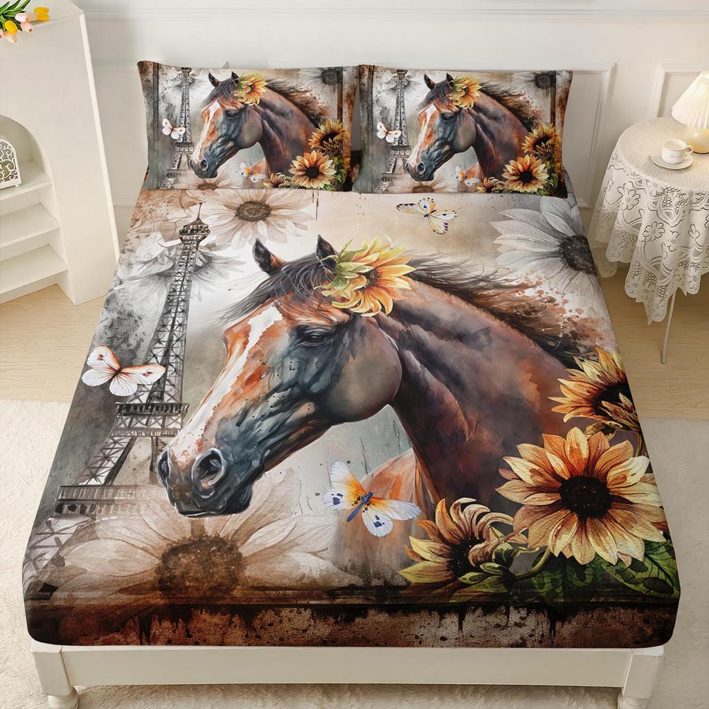 Animal Black Cat Pattern Bed Hat Three-Piece Digital Printing Bedding Bed Hat Three-Piece Set Children And Adults