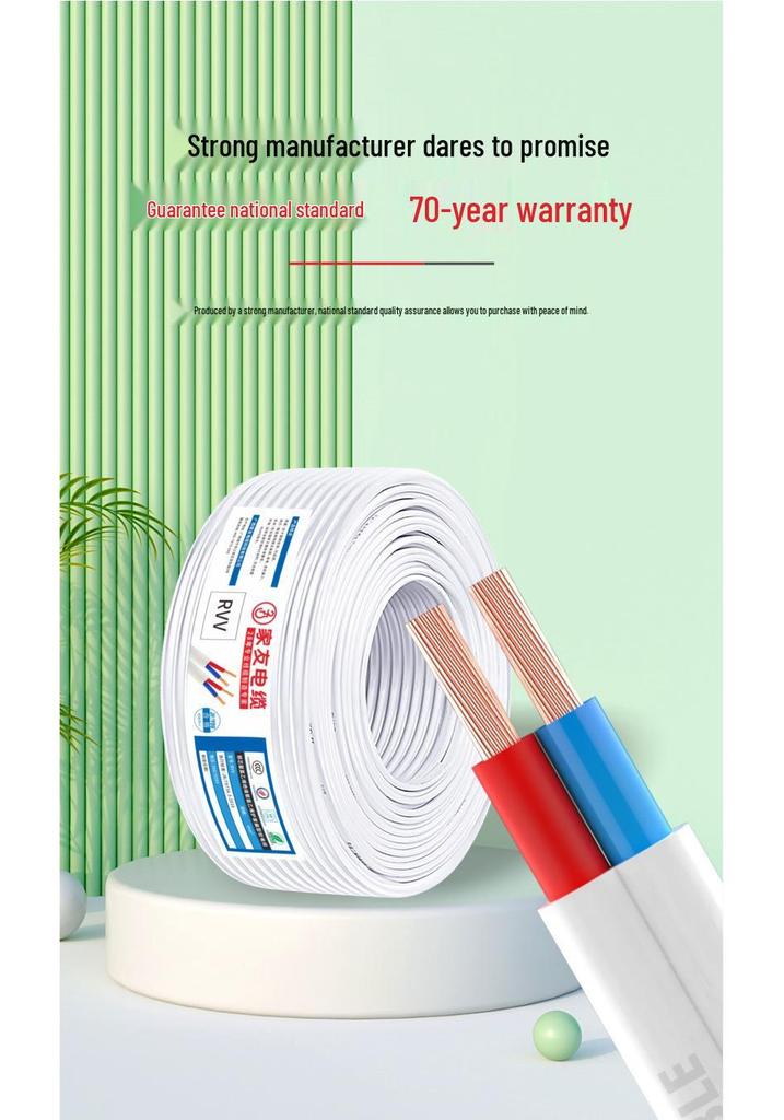 JiaYou Pure Copper RVVB/BVVB Soft Wire: 2.5, 1.5, 4, 6 Sq mm Single Strand Power Cord for Home