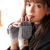 Knitted Handsome Half-Finger Outdoor Riding Warm And Cold Gloves Piled Thickened Student Flip Gloves
