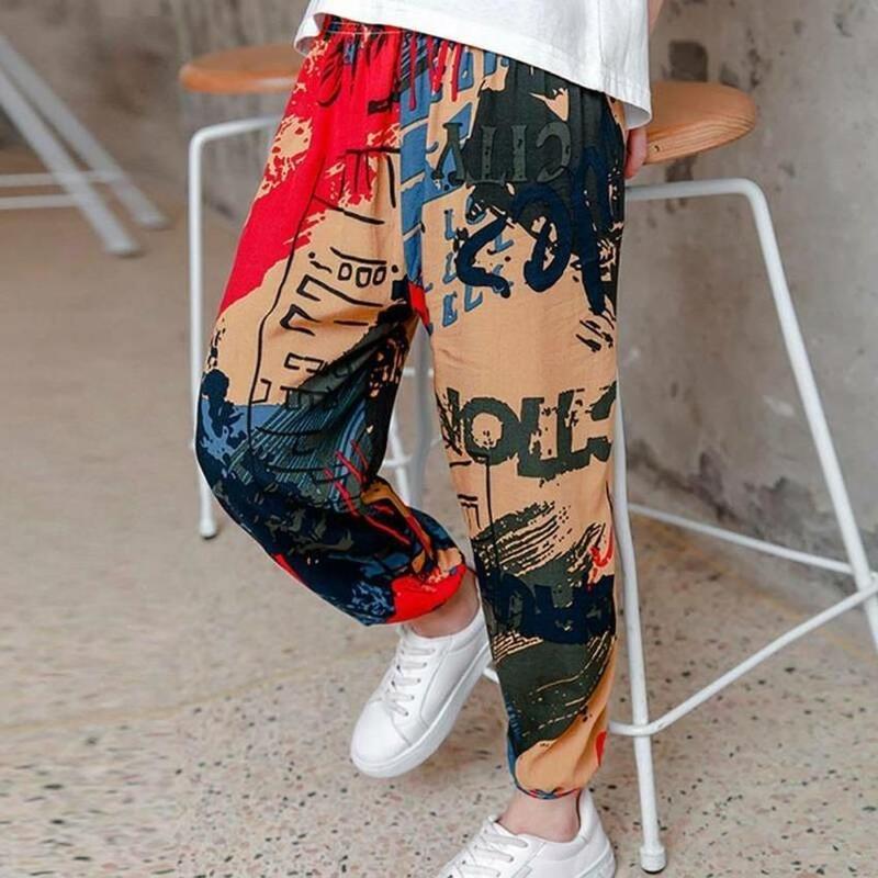 Dětské kalhoty MAITA Jarní Boho Potištěný Vysoký pas Ležérní Lucerna Kalhoty Joggers Dětské fitness tepláky