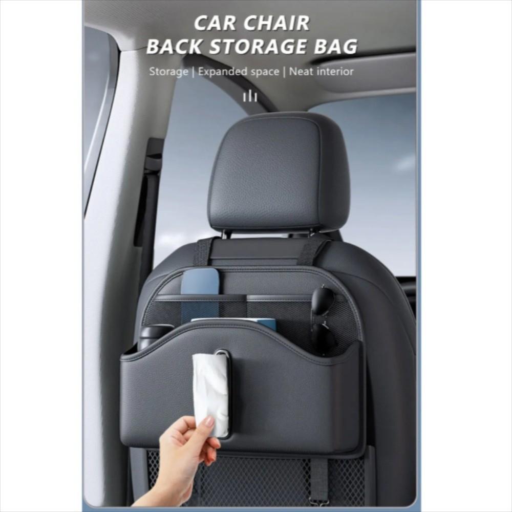 High-grade Seatback Storage Bag Leather Net Pocket Tissue Holder Car Back Seat Organizer  Vehicle