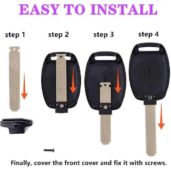 Replacement Key Fob Cover Case fits for 2006 2007 2008 2009 2010 2011 Honda Accord Civic CRV Pilot Ridgeline Odyssey Keyless Entry Remote Key Fob