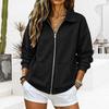 Women's Zip Up Drop Shoulder Long Sleeve Sweatshirt Top