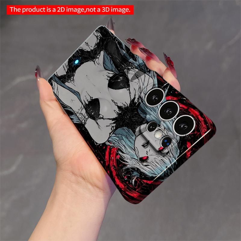 2DFlat Samsung phone case Red-Eyed Goddess in Black Lace and Blue Hair Applicable to Galaxy S22 S23 S24 S25ULTRA S26 A12 A13 A14 A15 A16