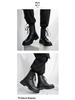 Men's Black British-Style Soft Leather High-Top Martin Boots with Thick Soles for Autumn and Motorcycle Wear.