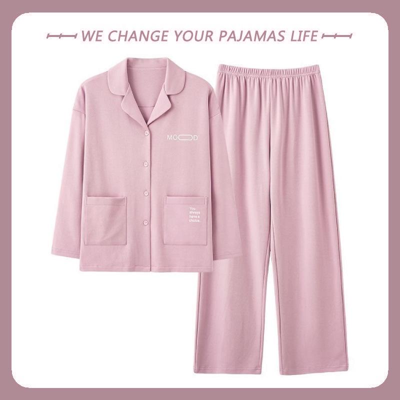 

Пижама женская из 100% хлопка: Тонкий, свободный, с длинными рукавами для весны, лета и осени — можно носить как в помещении, так и на улице L