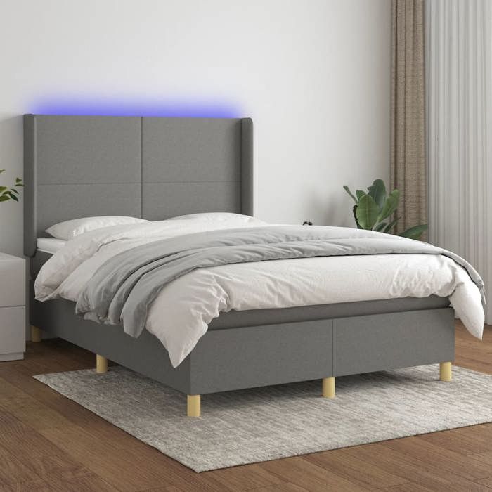 VidaXL Sommier à Lattes de Lit avec Matelas et LED, Lit Rembourré, Lit Double, Lit Adulte de Chambre à Coucher Intérieur, 3138710