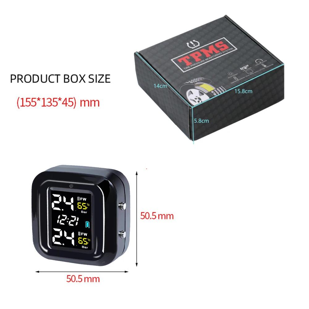 Motorrad TPMS Reifendruck Überwachung System Temperatur Alarm Mit 2 Externe Sensoren Moto Reifen Alarm Systeme Echtzeit