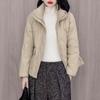 Autumn Winter Light Down Jacket Women's Short Stand Collar Single Breasted Loose Straight White Duck Down Coat Big Pocket Solid Color