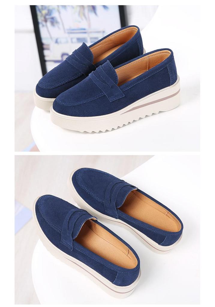 2024 Spring/Autumn Women's Korean Style Platform Loafers - Casual Slip-On Wedge Heel Shoes