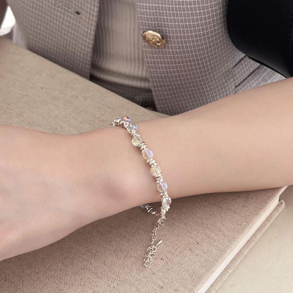 Dreamy Color Beads Silver Bracelet: Elegant, Light Bulb Design, Versatile Women's Jewelry