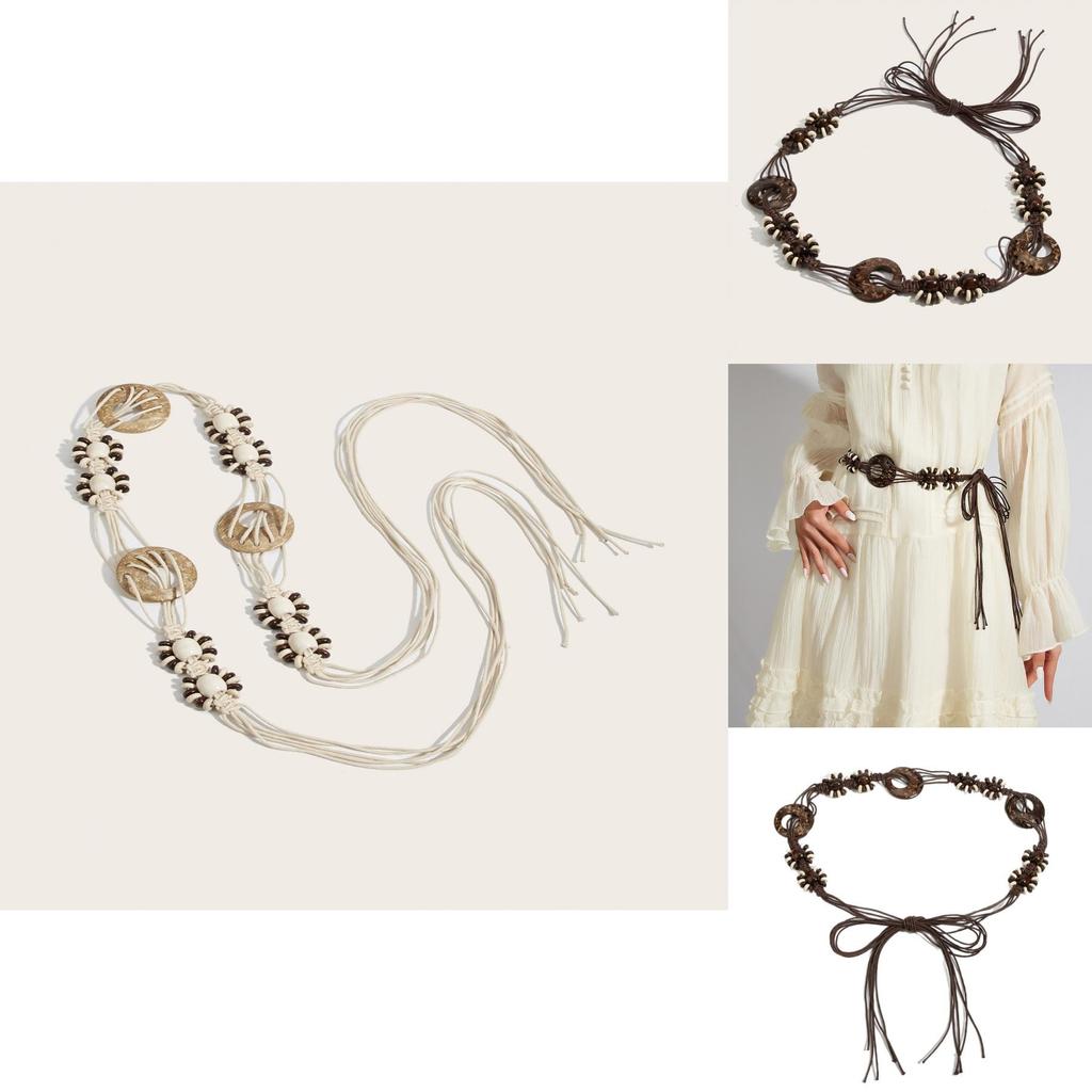 Bohemian Cotton Linen Handmade Waist Belt For Women With Knot Closure For Casual Dresses